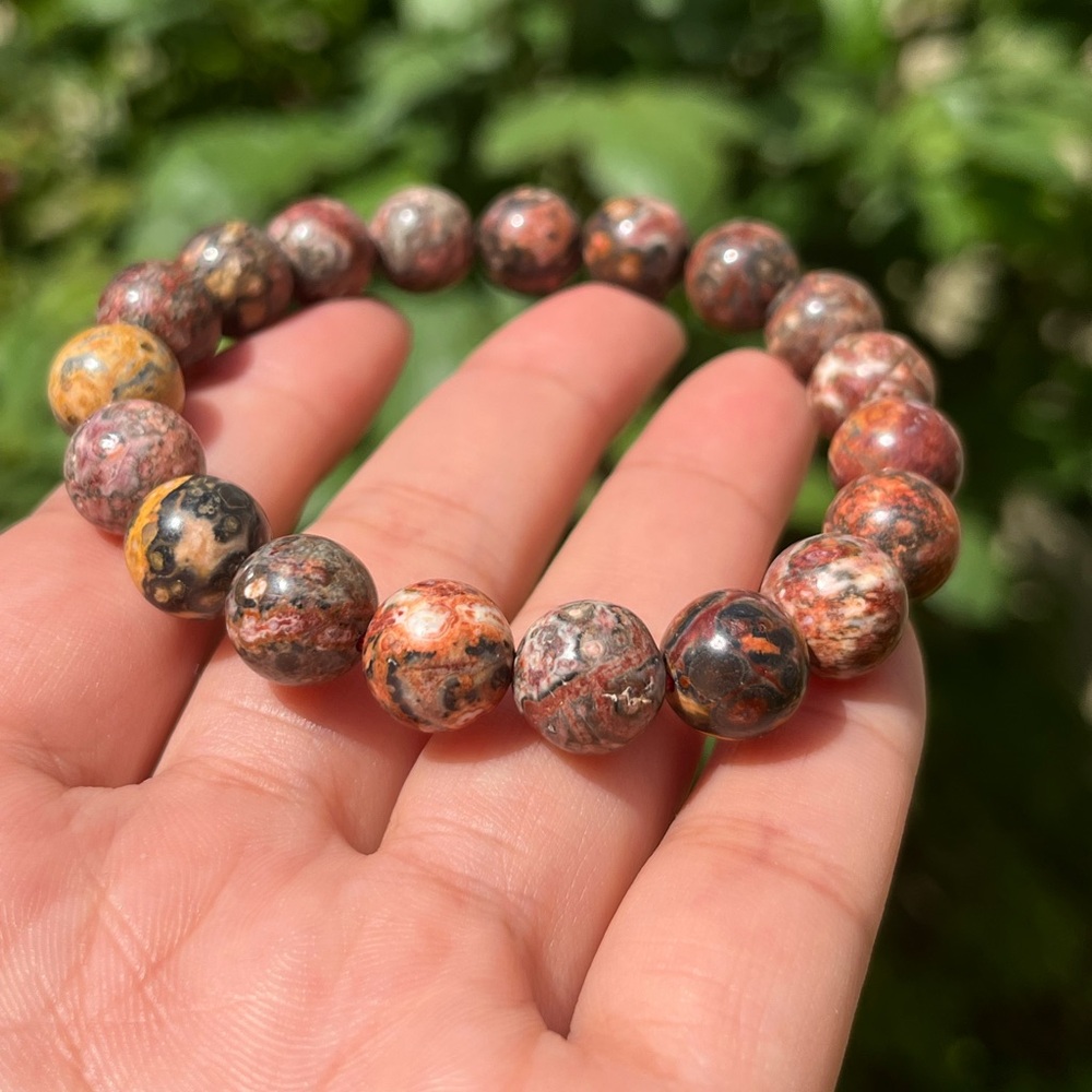 10mm stretchable‎ leopard skin jasper bracelet